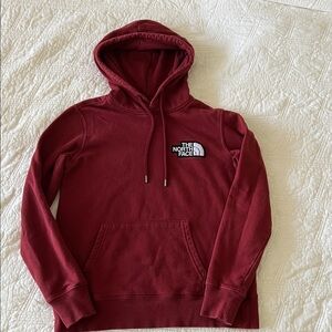 The North Face Women’s Hoodie XS Red Embroidered Logo Fleece Lined – Gently Worn